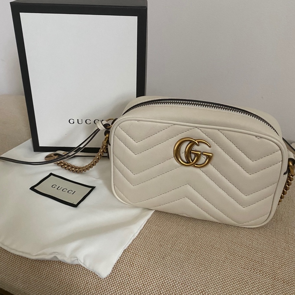 Gucci GG Marmont Matelassé Mini Bag in white